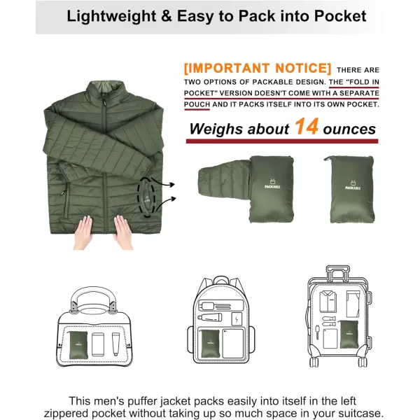 Outdoor Ventures Men's Lightweight Packable Puffer Winter Jacket Insulated Puffy Coat for Snow Ski Hiking Travel)
