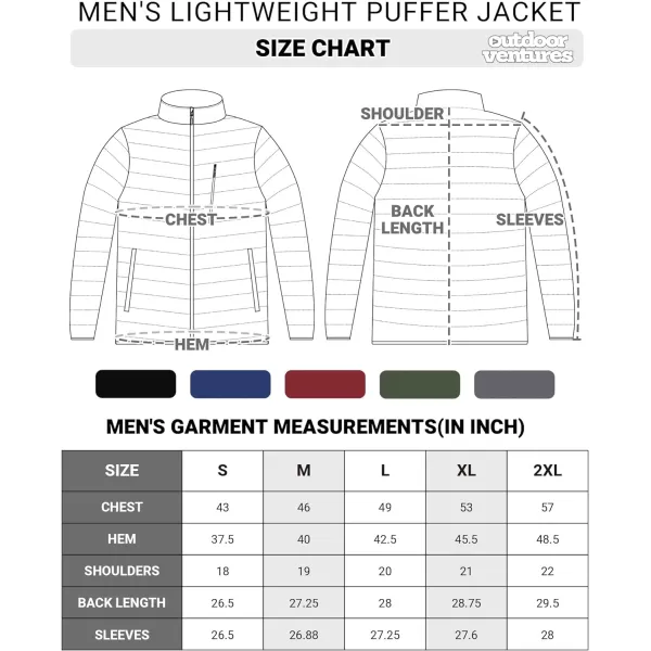 Outdoor Ventures Men's Lightweight Packable Puffer Winter Jacket Insulated Puffy Coat for Snow Ski Hiking Travel)