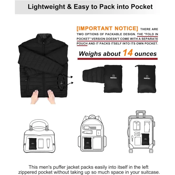 Outdoor Ventures Men's Lightweight Packable Puffer Winter Jacket Insulated Puffy Coat for Snow Ski Hiking Travel)