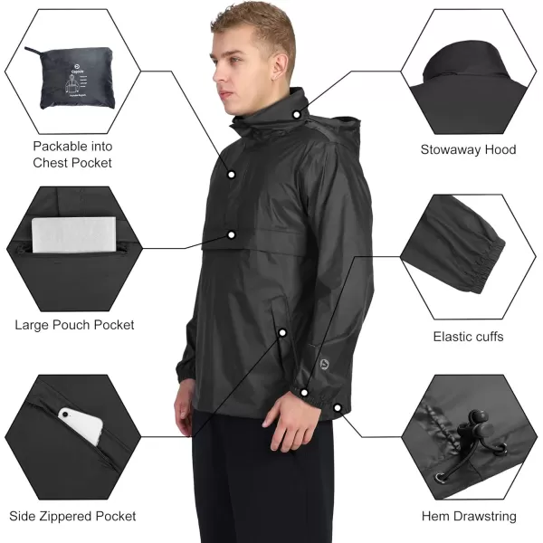 Outdoor Ventures Men's Lightweight Packable Pullover Hooded Rain Jacket Waterproof Windbreaker Raincoat Poncho Cycling Jacket