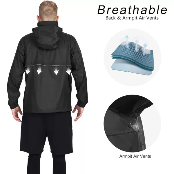 Outdoor Ventures Men's Lightweight Packable Pullover Hooded Rain Jacket Waterproof Windbreaker Raincoat Poncho Cycling Jacket