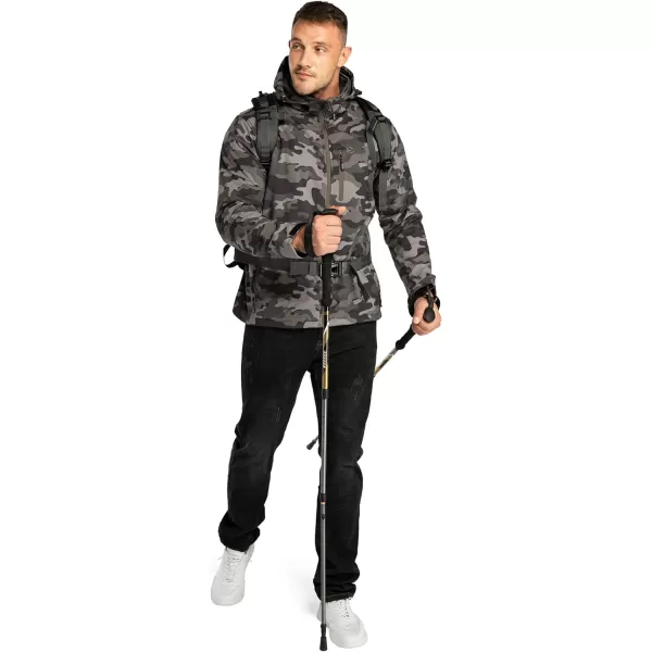 Outdoor Ventures Men's Lightweight Softshell Jacket Fleece Lined Hooded Water Resistant Winter Hiking Windbreaker Jackets