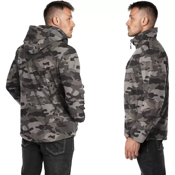Outdoor Ventures Men's Lightweight Softshell Jacket Fleece Lined Hooded Water Resistant Winter Hiking Windbreaker Jackets