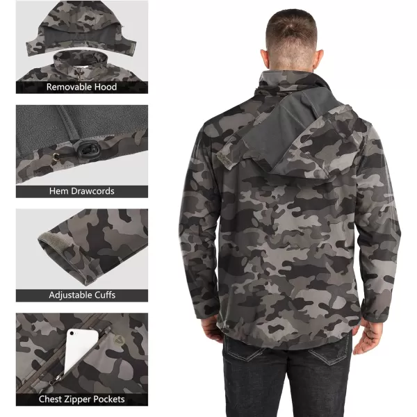 Outdoor Ventures Men's Lightweight Softshell Jacket Fleece Lined Hooded Water Resistant Winter Hiking Windbreaker Jackets