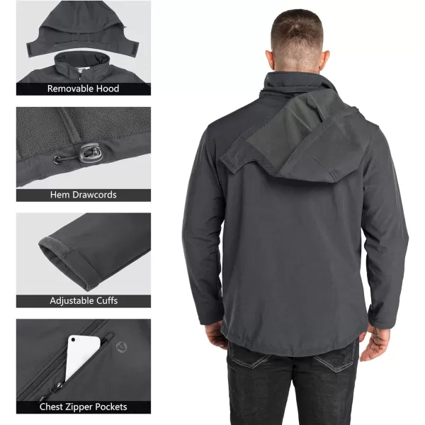 Outdoor Ventures Men's Lightweight Softshell Jacket Fleece Lined Hooded Water Resistant Winter Hiking Windbreaker Jackets