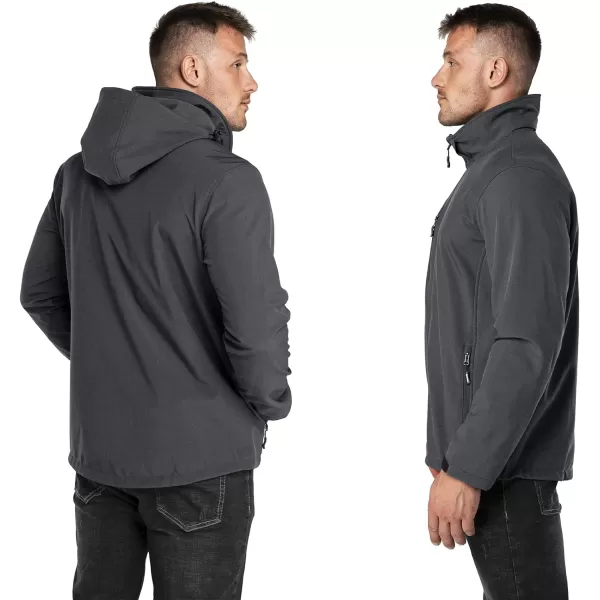 Outdoor Ventures Men's Lightweight Softshell Jacket Fleece Lined Hooded Water Resistant Winter Hiking Windbreaker Jackets