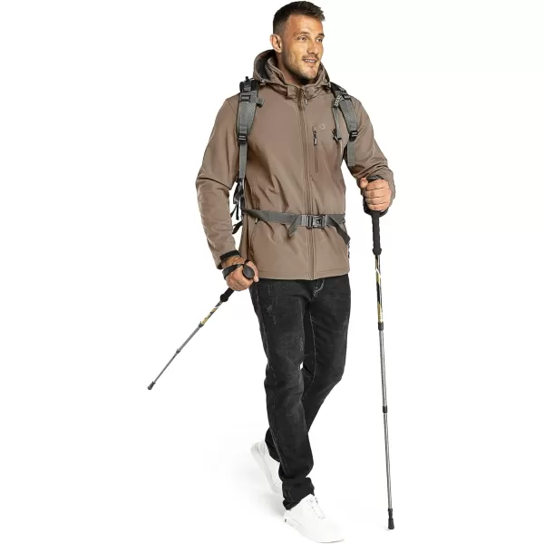 Outdoor Ventures Men's Lightweight Softshell Jacket Fleece Lined Hooded Water Resistant Winter Hiking Windbreaker Jackets
