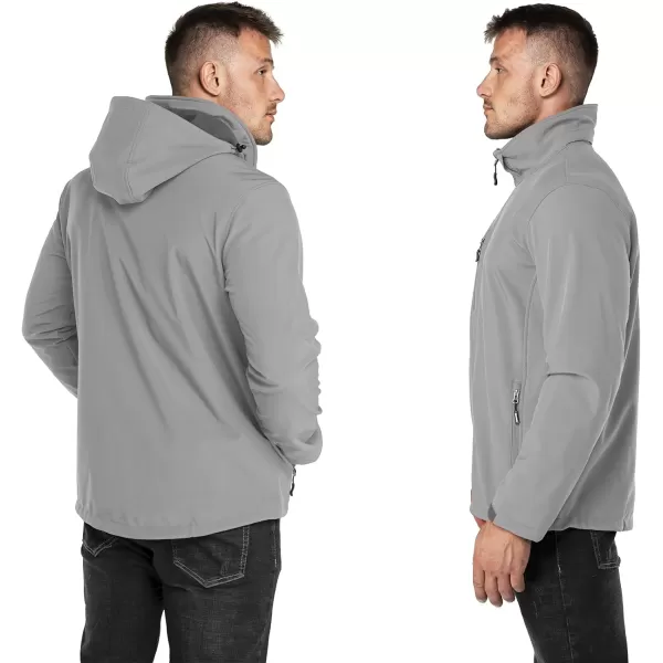 Outdoor Ventures Men's Lightweight Softshell Jacket Fleece Lined Hooded Water Resistant Winter Hiking Windbreaker Jackets