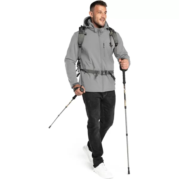 Outdoor Ventures Men's Lightweight Softshell Jacket Fleece Lined Hooded Water Resistant Winter Hiking Windbreaker Jackets