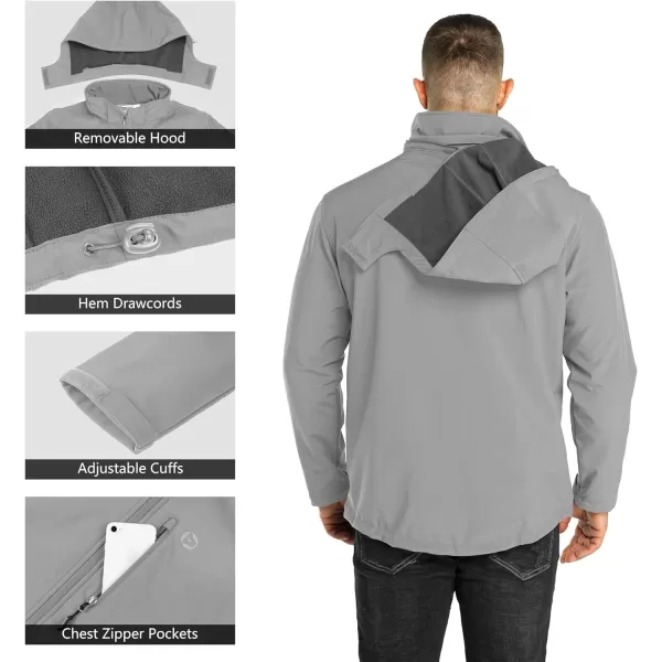 Outdoor Ventures Men's Lightweight Softshell Jacket Fleece Lined Hooded Water Resistant Winter Hiking Windbreaker Jackets
