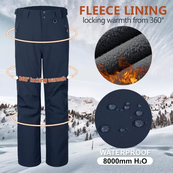 Outdoor Ventures Men's Lite Waterproof Windproof Fleece Lined Warm Hiking Ski Snow Pants Expandable-Waist
