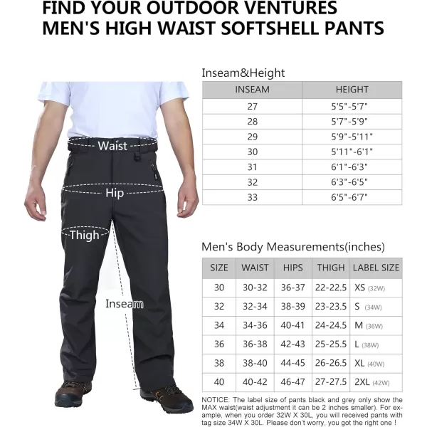Outdoor Ventures Men's Lite Waterproof Windproof Fleece Lined Warm Hiking Ski Snow Pants Expandable-Waist