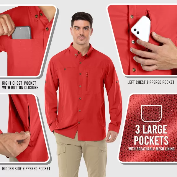 Outdoor Ventures Men's Long Sleeve Hiking Shirt UPF 50 UV Sun Protection Shirt Cooling Quick Dry for Travel Fishing Safari