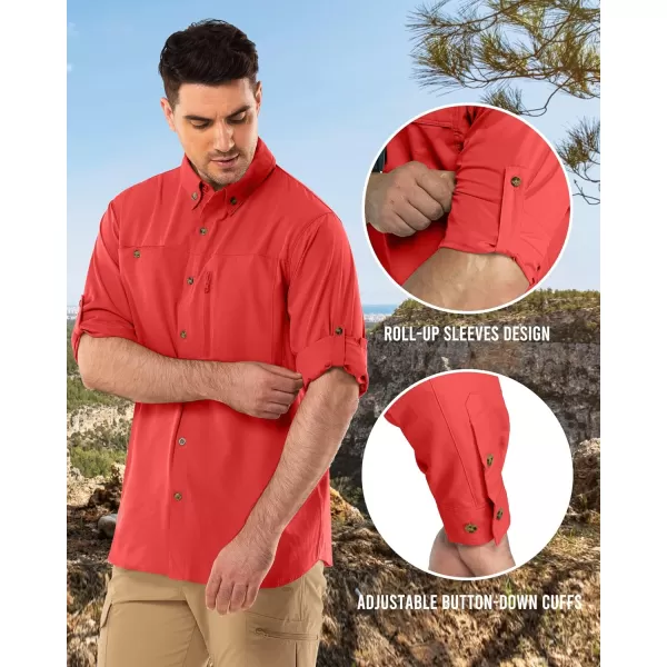 Outdoor Ventures Men's Long Sleeve Hiking Shirt UPF 50 UV Sun Protection Shirt Cooling Quick Dry for Travel Fishing Safari