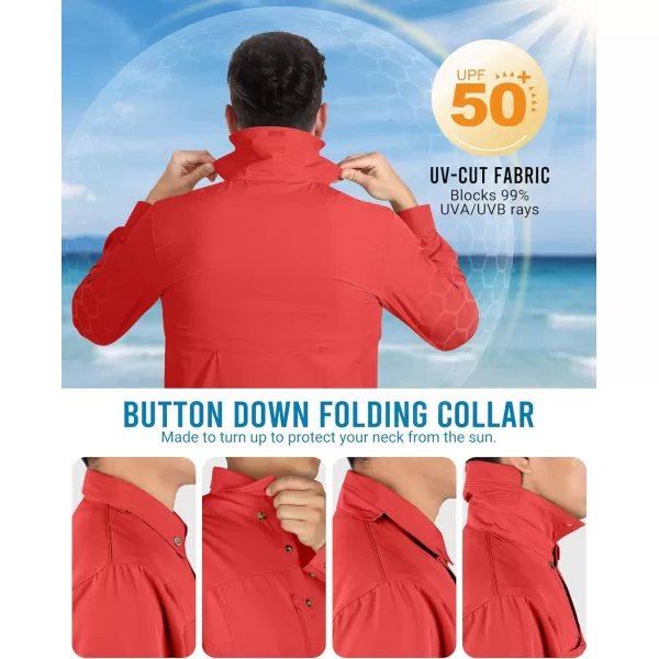 Outdoor Ventures Men's Long Sleeve Hiking Shirt UPF 50 UV Sun Protection Shirt Cooling Quick Dry for Travel Fishing Safari