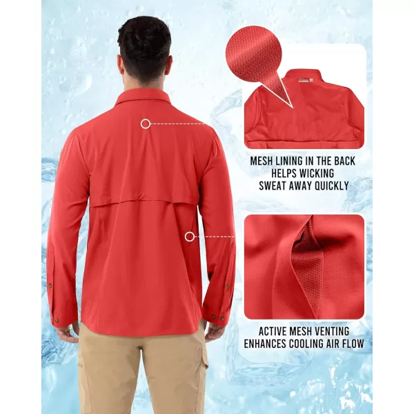 Outdoor Ventures Men's Long Sleeve Hiking Shirt UPF 50 UV Sun Protection Shirt Cooling Quick Dry for Travel Fishing Safari