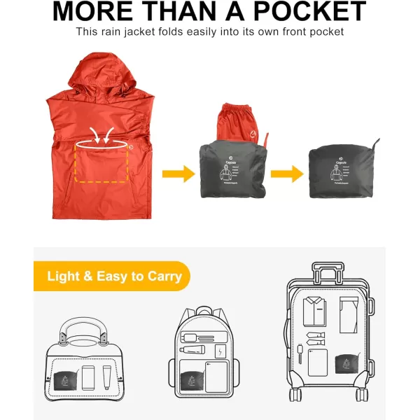 Outdoor Ventures Men's Rain Jacket Waterproof Lightweight Packable Rain Pullover for Hiking Golf Running
