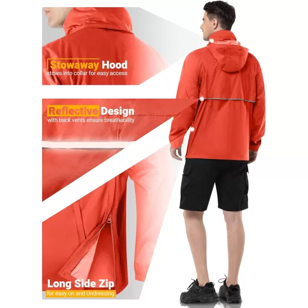 Outdoor Ventures Men's Rain Jacket Waterproof Lightweight Packable Rain Pullover for Hiking Golf Running