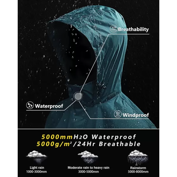 Outdoor Ventures Men's Rain Jacket Waterproof Lightweight Packable Rain Shell Raincoat with Hood for Golf Hiking Travel