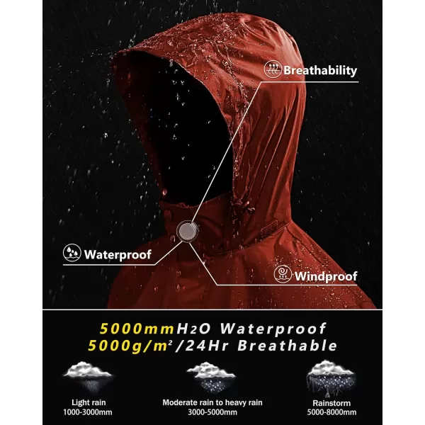 Outdoor Ventures Men's Rain Jacket Waterproof Lightweight Packable Rain Shell Raincoat with Hood for Golf Hiking Travel