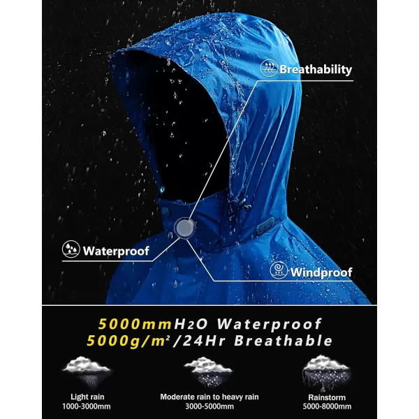 Outdoor Ventures Men's Rain Jacket Waterproof Lightweight Packable Rain Shell Raincoat with Hood for Golf Hiking Travel