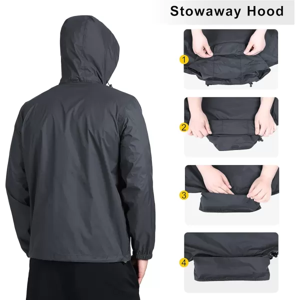Outdoor Ventures Men's Rain Jacket Waterproof Lightweight Packable Rain Shell Raincoat with Hood for Golf Hiking Travel