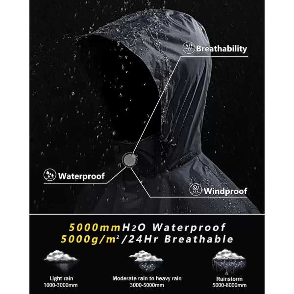 Outdoor Ventures Men's Rain Jacket Waterproof Lightweight Packable Rain Shell Raincoat with Hood for Golf Hiking Travel