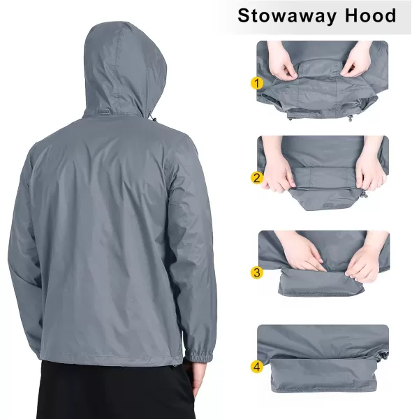 Outdoor Ventures Men's Rain Jacket Waterproof Lightweight Packable Rain Shell Raincoat with Hood for Golf Hiking Travel