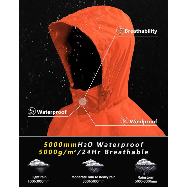 Outdoor Ventures Men's Rain Jacket Waterproof Lightweight Packable Rain Shell Raincoat with Hood for Golf Hiking Travel