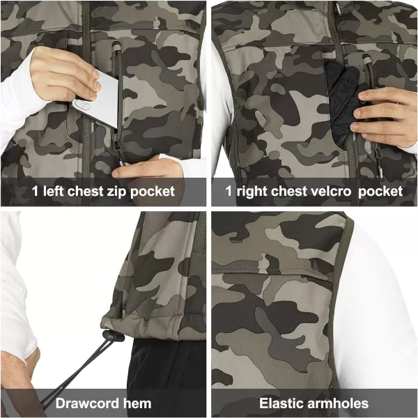 Outdoor Ventures Men's Running Vest Outerwear, Lightweight Windproof Fleece-Lined Softshell Sleeveless Jacket for Golf