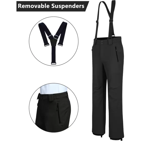 Outdoor Ventures Men's Snow Bib Waterproof Softshell Ski Pants Warm Insulated Snowboarding Pants with Detachable Bib