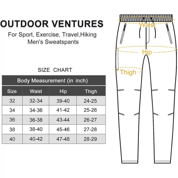 Outdoor Ventures Men's Sweatpants with Zipper Pockets Quick-Dry,Stretchy Elastic-Waist Drawstring Pants