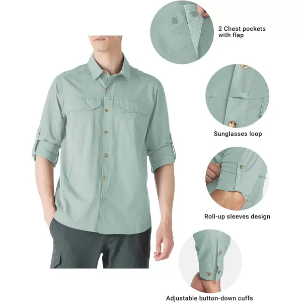 Outdoor Ventures Men's UPF 50+ UV Sun Protection SPF Hiking Shirt Long Sleeve Lightweight Quick Dry for Safari Travel Fishing