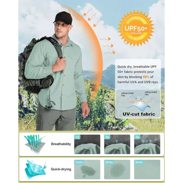 Outdoor Ventures Men's UPF 50+ UV Sun Protection SPF Hiking Shirt Long Sleeve Lightweight Quick Dry for Safari Travel Fishing