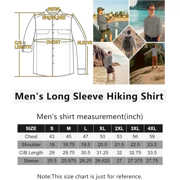 Outdoor Ventures Men's UPF 50+ UV Sun Protection SPF Hiking Shirt Long Sleeve Lightweight Quick Dry for Safari Travel Fishing