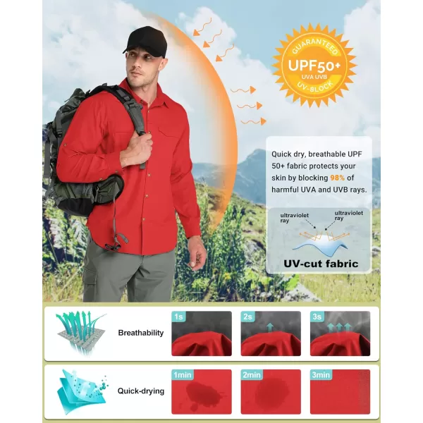 Outdoor Ventures Men's UPF 50+ UV Sun Protection SPF Hiking Shirt Long Sleeve Lightweight Quick Dry for Safari Travel Fishing