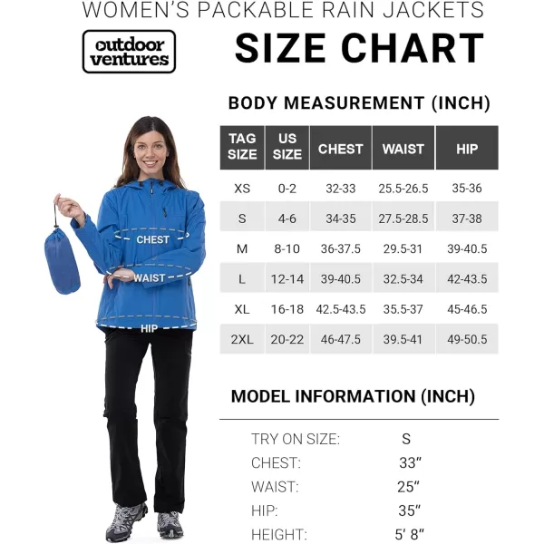 Outdoor Ventures Packable Rain Jacket Women Lightweight Waterproof Raincoat with Hood Cycling Bike Jacket Windbreaker