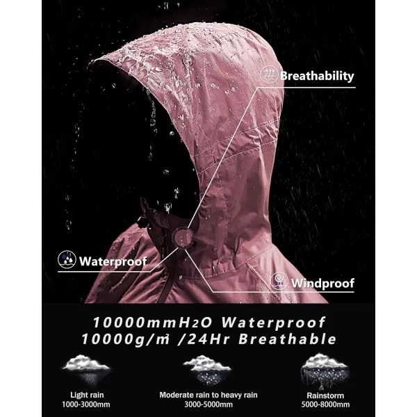 Outdoor Ventures Packable Rain Jacket Women Lightweight Waterproof Raincoat with Hood Cycling Bike Jacket Windbreaker