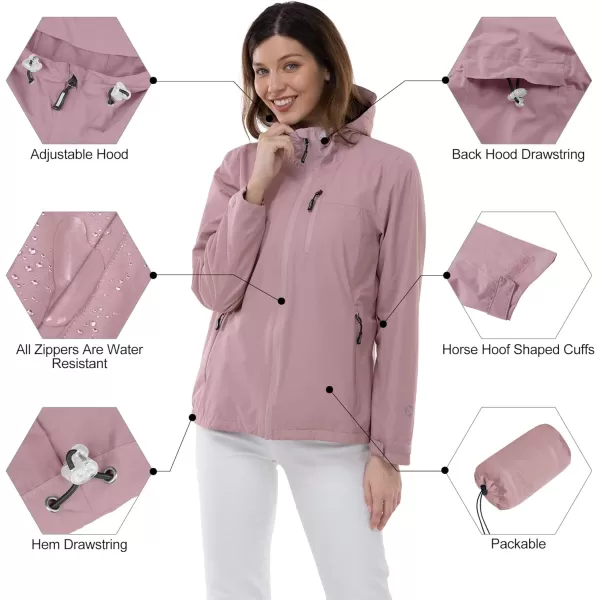 Outdoor Ventures Packable Rain Jacket Women Lightweight Waterproof Raincoat with Hood Cycling Bike Jacket Windbreaker