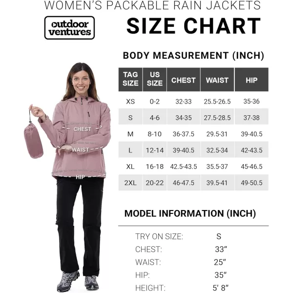 Outdoor Ventures Packable Rain Jacket Women Lightweight Waterproof Raincoat with Hood Cycling Bike Jacket Windbreaker