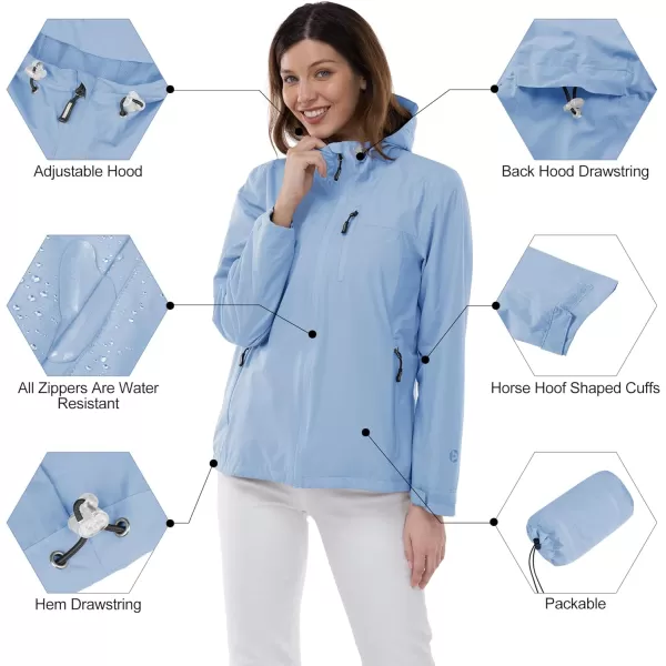 Outdoor Ventures Packable Rain Jacket Women Lightweight Waterproof Raincoat with Hood Cycling Bike Jacket Windbreaker