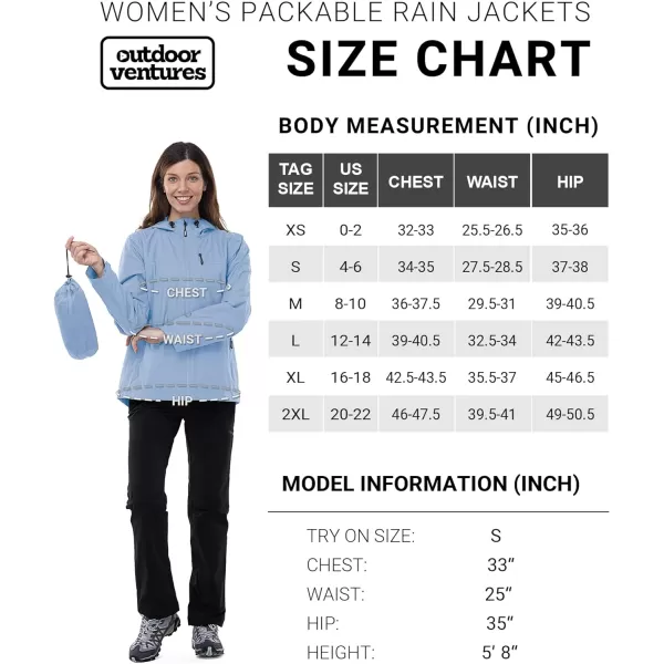Outdoor Ventures Packable Rain Jacket Women Lightweight Waterproof Raincoat with Hood Cycling Bike Jacket Windbreaker