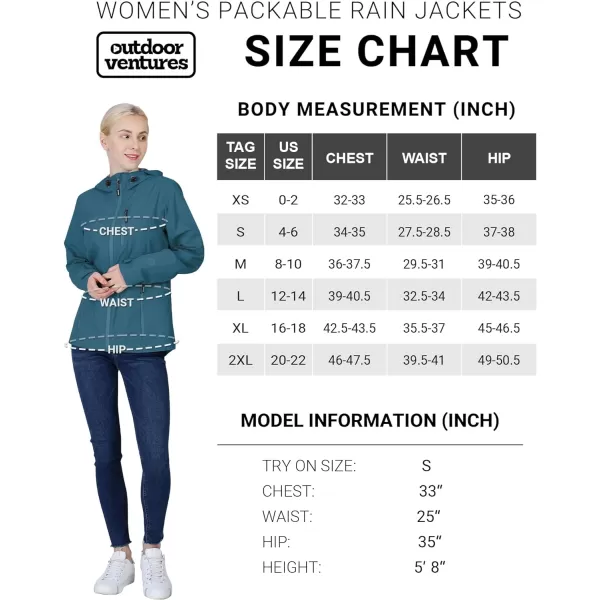 Outdoor Ventures Packable Rain Jacket Women Lightweight Waterproof Raincoat with Hood Cycling Bike Jacket Windbreaker