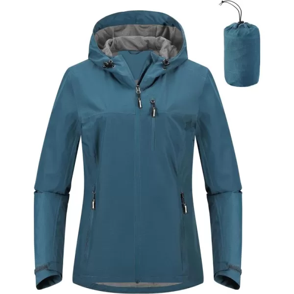 Outdoor Ventures Packable Rain Jacket Women Lightweight Waterproof Raincoat with Hood Cycling Bike Jacket Windbreaker