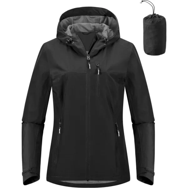 Outdoor Ventures Packable Rain Jacket Women Lightweight Waterproof Raincoat with Hood Cycling Bike Jacket Windbreaker