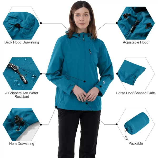 Outdoor Ventures Packable Rain Jacket Women Lightweight Waterproof Raincoat with Hood Cycling Bike Jacket Windbreaker