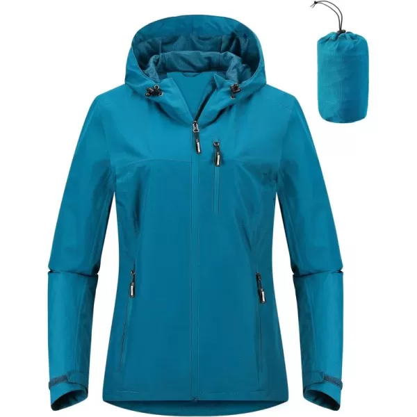 Outdoor Ventures Packable Rain Jacket Women Lightweight Waterproof Raincoat with Hood Cycling Bike Jacket Windbreaker