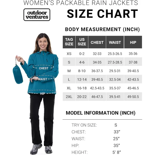 Outdoor Ventures Packable Rain Jacket Women Lightweight Waterproof Raincoat with Hood Cycling Bike Jacket Windbreaker