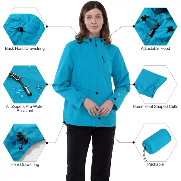 Outdoor Ventures Packable Rain Jacket Women Lightweight Waterproof Raincoat with Hood Cycling Bike Jacket Windbreaker