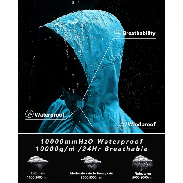 Outdoor Ventures Packable Rain Jacket Women Lightweight Waterproof Raincoat with Hood Cycling Bike Jacket Windbreaker